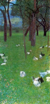  Klimt Arte - Jardín después de la lluvia con gallinas en Santa Águeda Gustav Klimt